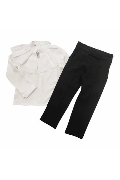 PAMPAL MODA Girl's Judge Collar Shirt and Trousers Suit