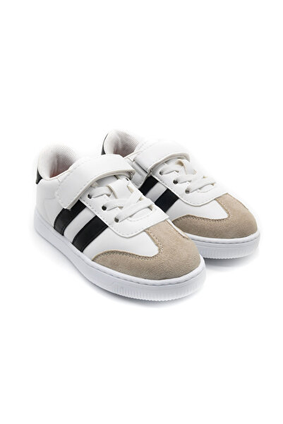 KU&PA SHOES RAMBA DERİ GÖRÜNÜMLÜ MESH ASTARLI ÇOCUK SNEAKER - BEYAZ - 4002 - 31