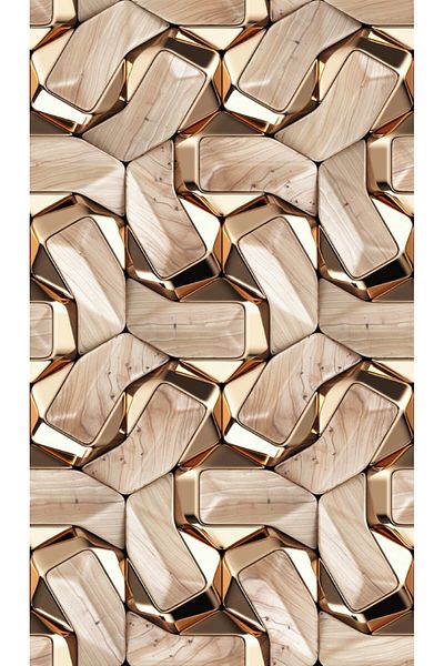 media Fototapet de perete autoadeziv si lavabil Abstract 3D auriu, 135 x 225 cm