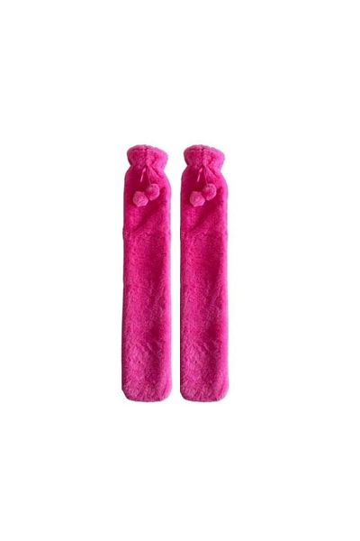 Bosphorus Warm Water Bag 2 Pcs, 2Lt Thermofor with Long Plush Pink Pompom for Neck and Shoulder 75X13Cm