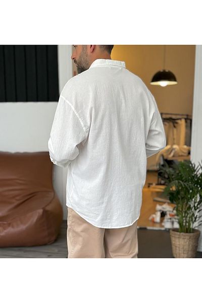 viperkombin Premium λινό πουκάμισο μουσουλμανικό ύφασμα Άνετο καλοκαιρινό