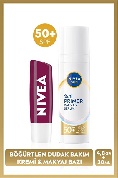 NIVEA SUN SPF50 Primer Nemlendirici Makyaj Bazı 30ml ve Böğürtlen Nemlendiric...