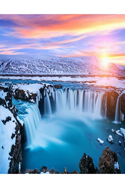 media Fototapet autocolant Cascada48 Cascada la rasarit de soare, 150 x 205 cm