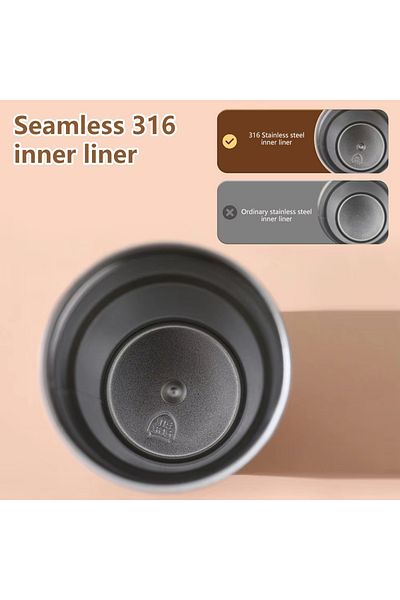 zola Cana termica LED, 460 ml, inox, pereti dubli, inchidere etansa, 16x7 cm, argintiu/maro