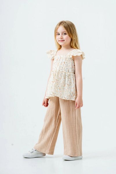 My Hanne Flower Embroidered Girl's Muslin Set 3815