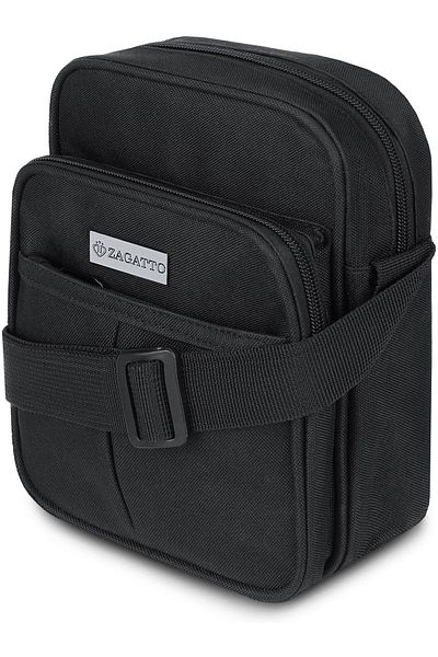 zagatto Men's Crossbody Sling Bag, Black, Waterproof, Front Zipper Pocket, 17x22x8 cm, ZG706