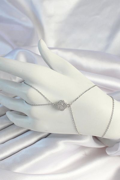 sivora Silver Color Zircon Stone Clover Shahmeran with 316L Steel Chain