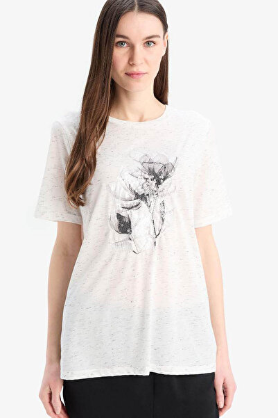 DeFacto Ecru Damen-T-Shirt E0919AX/ER100