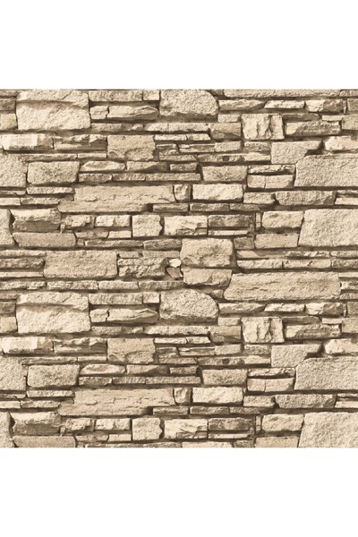 media Fototapet de perete autoadeziv si lavabil Zid piatra crem, 135 x 225 cm