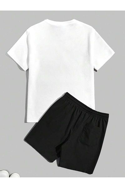 YUVEST Blackrock Unisex Oversize King Signature Printed Black Crew Neck T-Shirt Shorts