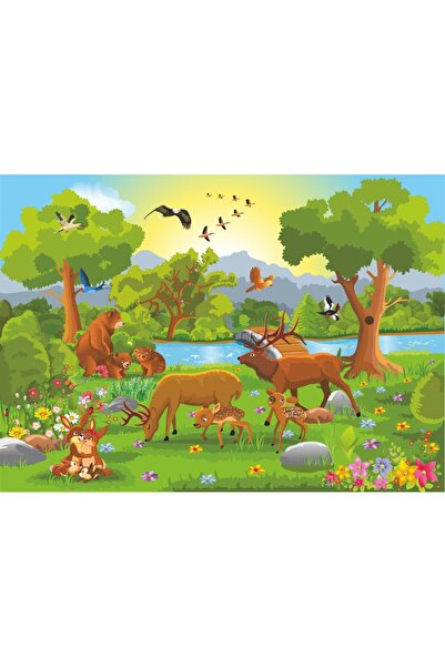 media Fototapet Animale din padure, desene copii2, 350 x 250 cm