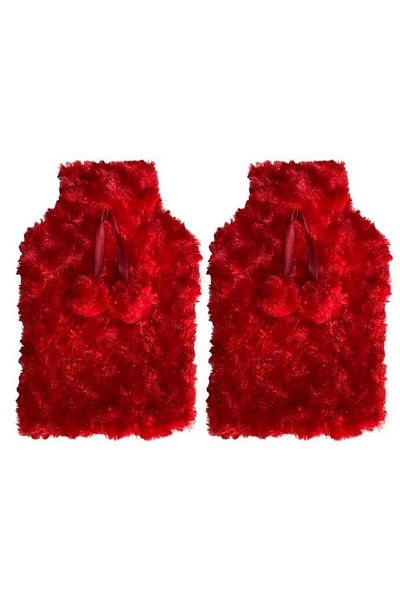 Bosphorus Warm Water Bag 2 Pcs, Red Color, Pompom Thermofor 26X17X2Cm 1 Liter