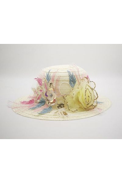 By Piera Girl's Floral Straw Hat 8801