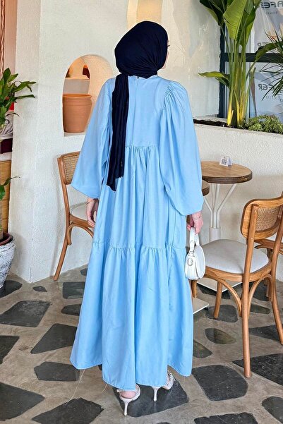 lamelif Καλοκαιρινό φόρεμα με μπαλόνι με μανίκια Baby Blue