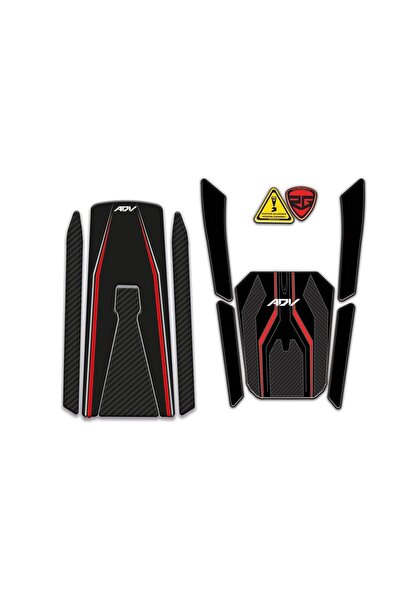 Redline Grafik Honda ADV 350 2023-2025 Uyumlu Kırmızı Siyah Tank Pad ve Ön Se...