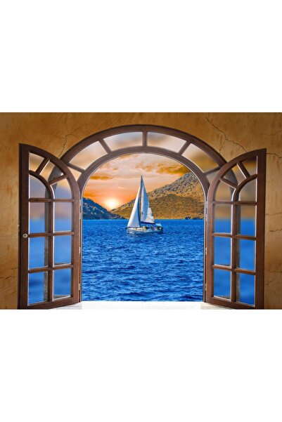 media Fototapet autocolant Poarta lemn, mare, barca, 270 x 200 cm