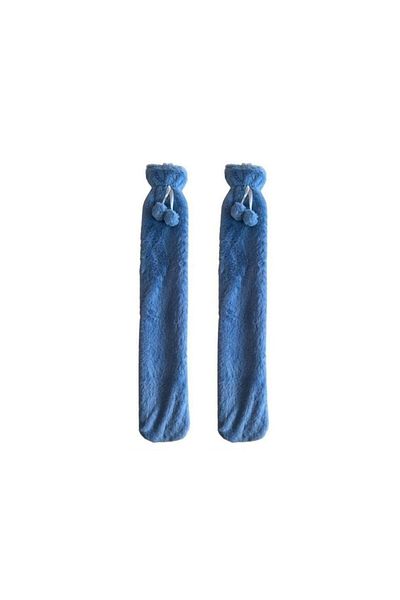 Bosphorus Warm Water Bag 2 Pcs, 2Lt Thermofor with Long Plush Blue Pompom for Neck and Shoulder 75X13Cm