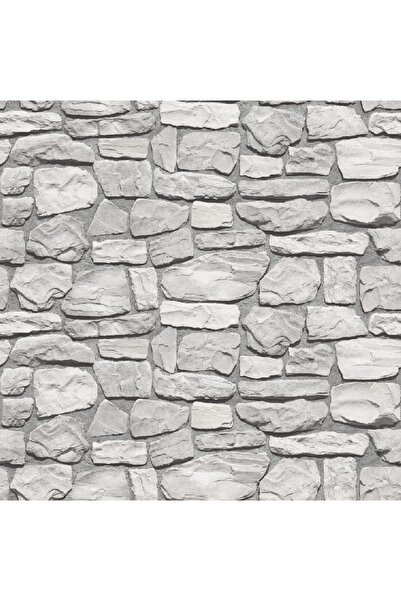 media Fototapet de perete autoadeziv si lavabil Zid pietre diverse gri deschi...