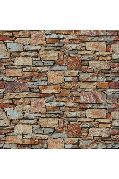 media Fototapet de perete autoadeziv si lavabil Zid pietre diverse maro si gr...