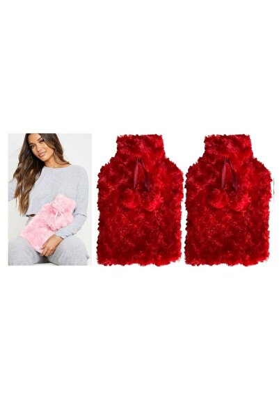 Sia Warm Water Bag 2 Pcs, Red Color, Pompom Thermofor 26X17X2Cm 1 Liter