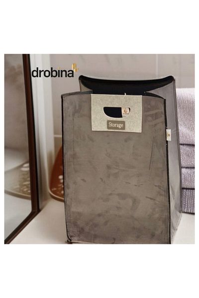 drobina Gray suede rectangular laundry basket