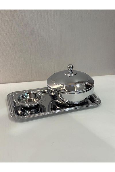 aljahwari Date set with a silver serving plate and a small plate