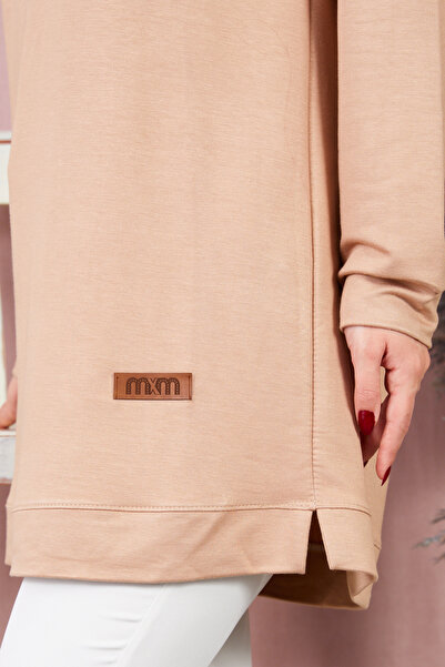 DPARİS Crew Neck Basic Ribbed Tunic with Side Slits