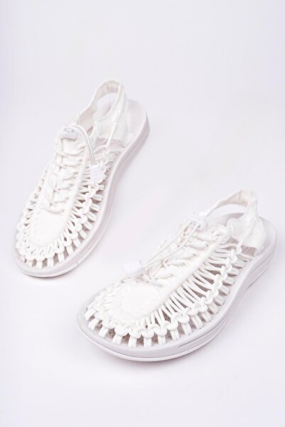 Aymood Lastikli Bağcıklı Ünisex Yaz Erkek Sandalet Kadın Terlik Dokuma Tasarım plaj sandaletleri Nef