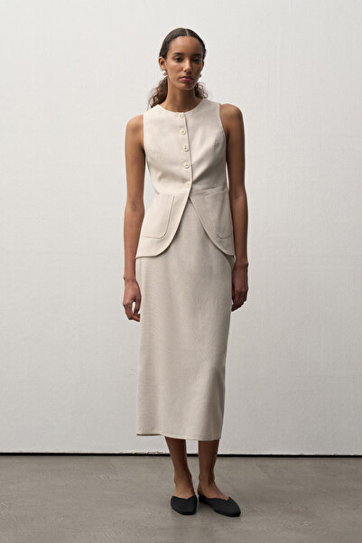 Mathilda Store Kadın Ham Keten Kalem Etek