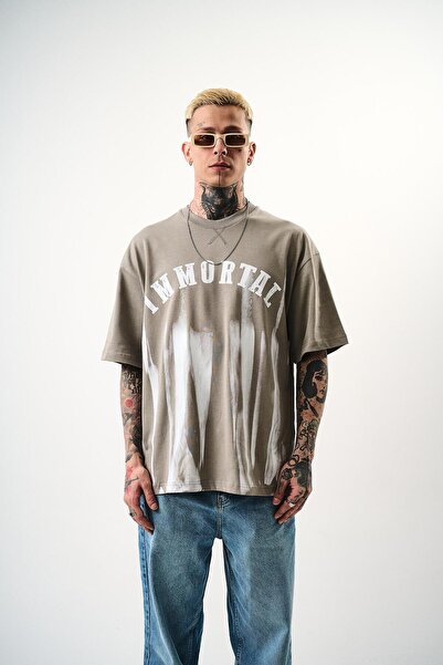 Respire Men's Immortal Printed Oversize T-Shirt Gray