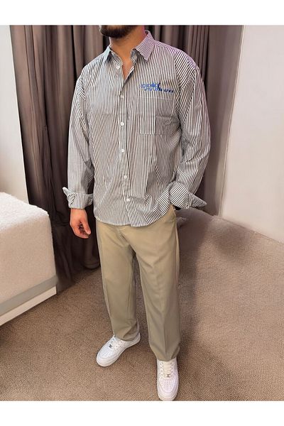 oraystore Бродирана риза с широки райета