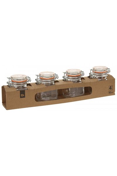 Excellent Houseware Set of 4 Excellent jars, with airtight seal, 7 x 5 cm, 90 ml