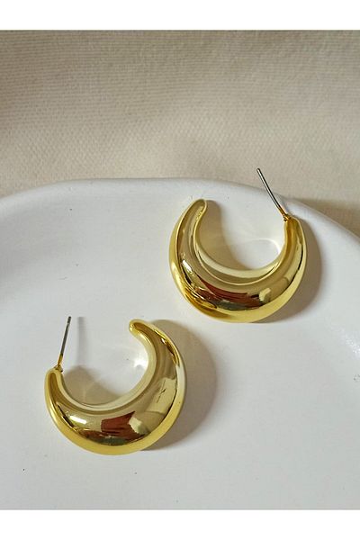 mos&more Gold Half Moon Very Light Stylish Women's Earrings