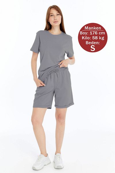 OXVİN 2-Piece Women's T-Shirt - Shorts Set Regular Modal Blend (Shorts - T-Shirt)