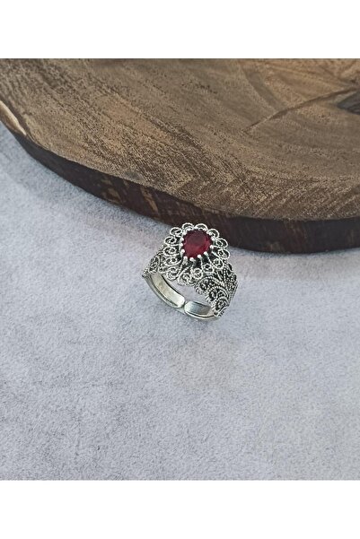 Aykat Telkari Gümüş Yüzük Yakut Taşlı Yüzüğü YZK-429