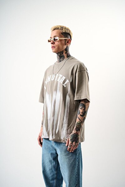 Respire Men's Immortal Printed Oversize T-Shirt Gray