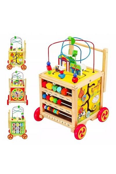 indiggo Educational and Interactive 6 in 1 Clock Walker Indiggo®, Natural Wood