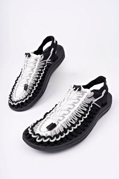 Aymood Elastic Lace-Up Unisex Summer Men's Sandals Women's Slippers Woven Design Beach Sandals Nef