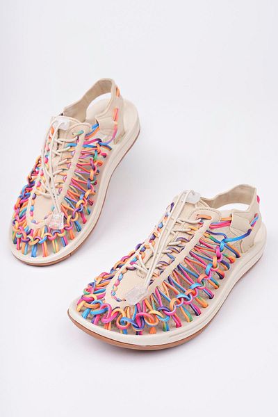 Aymood Elastic Lace-Up Unisex Summer Men's Sandals Women's Slippers Woven Design Beach Sandals Nef
