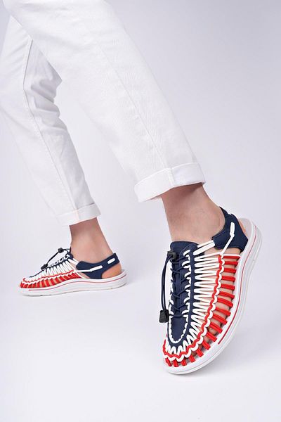 Aymood Elastic Lace-Up Unisex Summer Men's Sandals Women's Slippers Woven Design Beach Sandals Nef