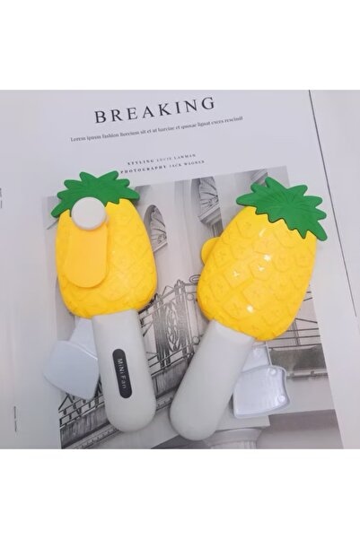 abnturk Yaz Mini El Tipi Küçük Fan Taşınabilir Manuel Fanı, Ananas