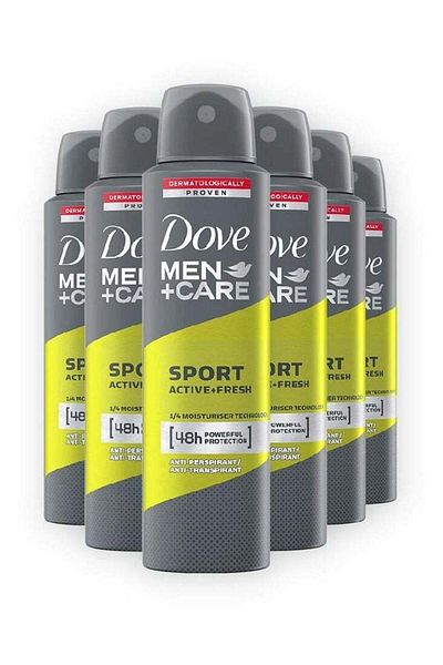Dove Men Plus Care Sports Fresh Deodorant Spray Clear 150ml (Pack of 6)