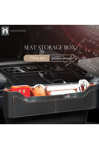 MOOGMAX Car seat organizer with stylish velvet and leather design for storing mobile phones and cards