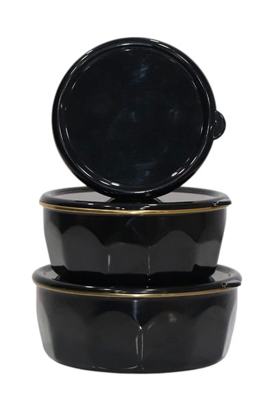 PR HOME Corner Enamel Triple Storage Set Black