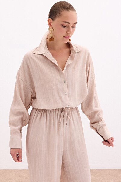 Sateen Salaş Gömlek - Bej