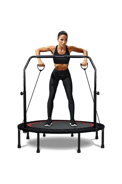Smart Vibe Mini Trambulina Fitness Pliabila KangoFit™ 100 Cm Rebounder cu Benzi de Rezistenta, No Gap Design