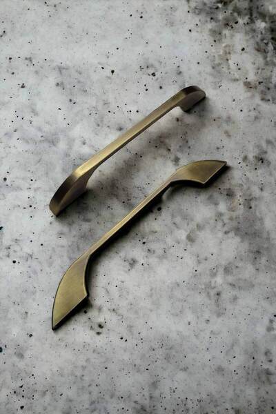 Dizaynhouse 192 mm Antik Sarı Zebra Model Zarif Dolap Kulpu, Eskitme Metal Dolap ve Çekmece Kulpu