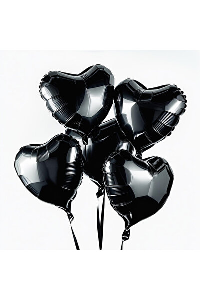 tedaks 5Pcs 18 Inch 45 cm Heart Foil Balloon Black