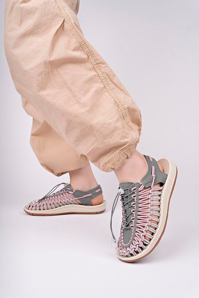 Aymood Sandale de vară unisex pentru bărbați cu șireturi elastice Papuci pentru femei Design țesut Sandale de plajă Nef