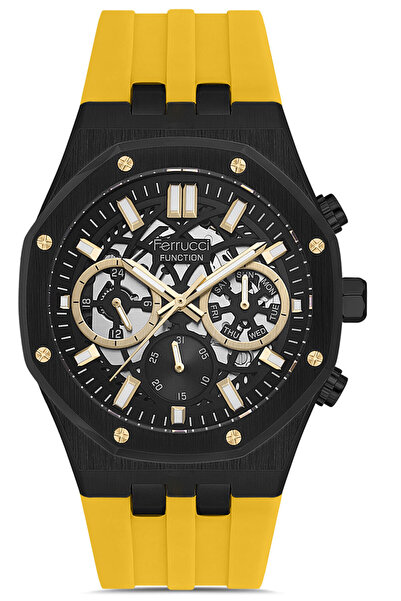 Ferrucci Men's Silicone Cord Sports Wristwatch Steel Case Stainless Steel Pre...